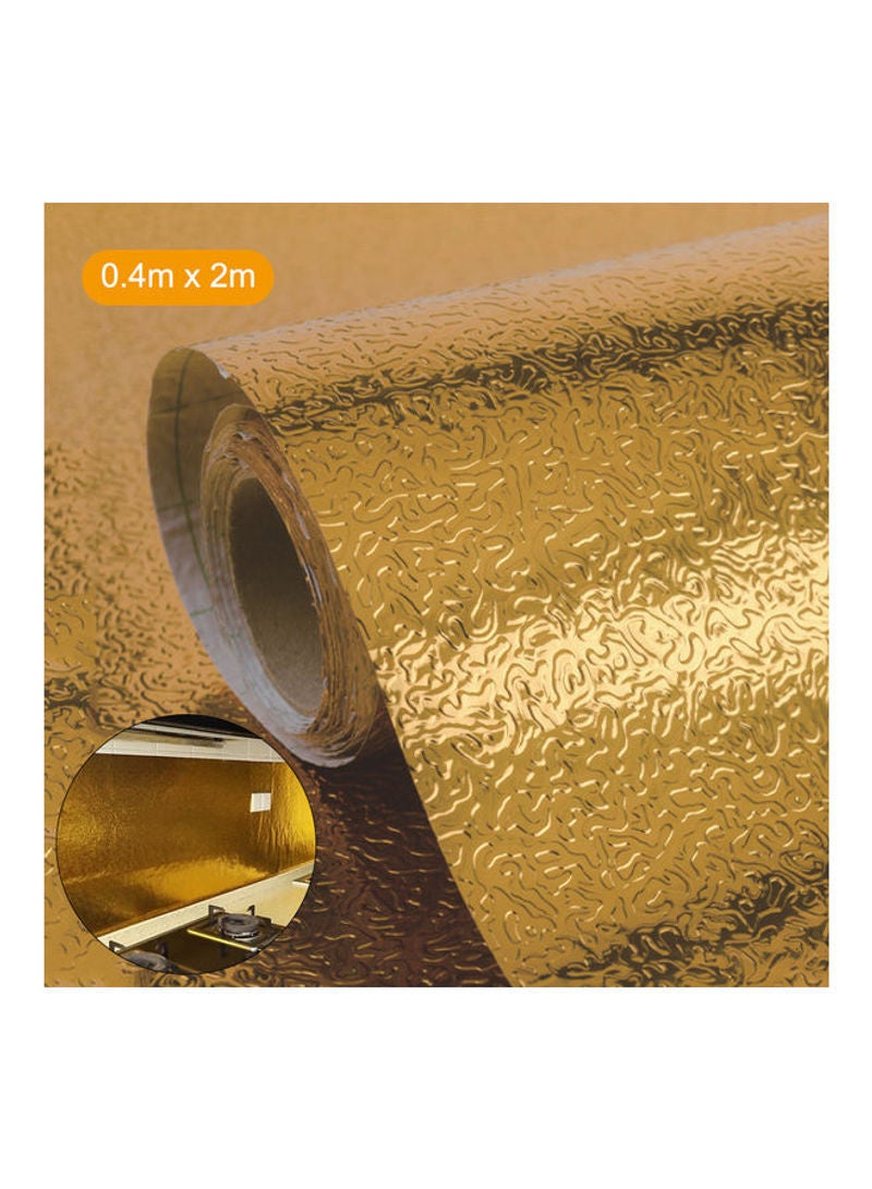 Generic Oil Proof Waterproof Aluminum Foil Self Adhesive Heat Resistant Kitchen Backsplash Wallpaper Stickers Gold  - Image 1