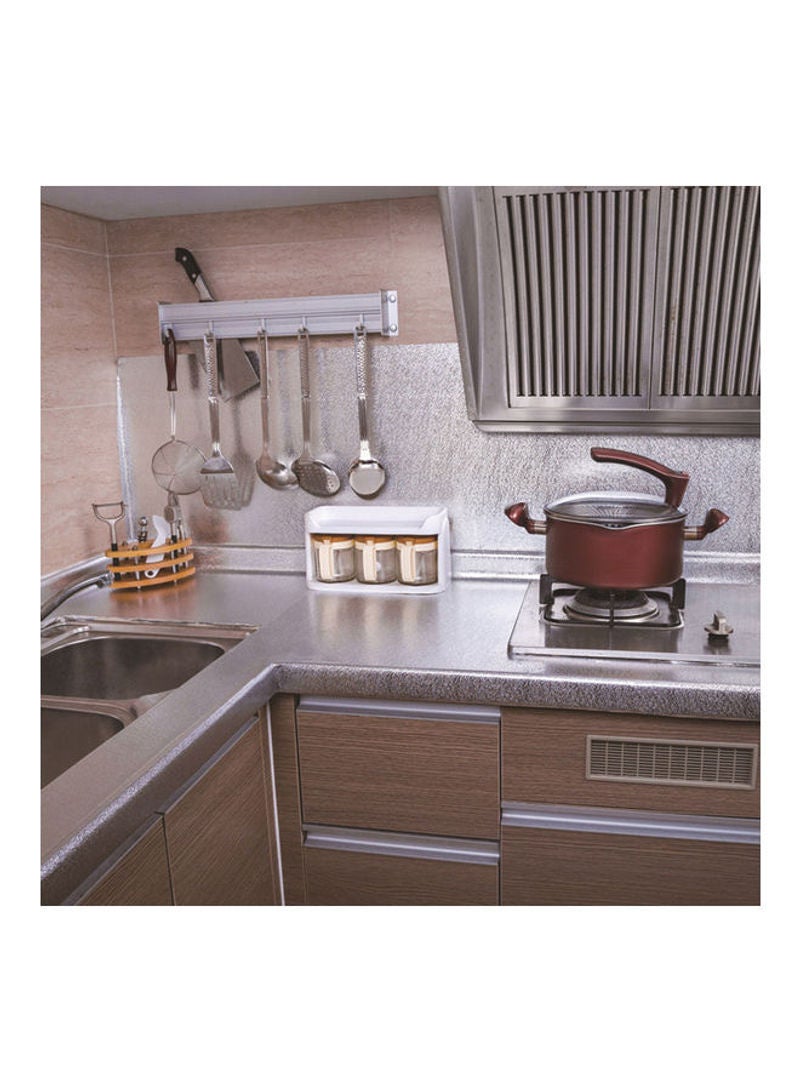 Oil Proof Waterproof Aluminum Foil Self Adhesive Heat Resistant Kitchen Backsplash Wallpaper Stickers Silver 60x3x3cm