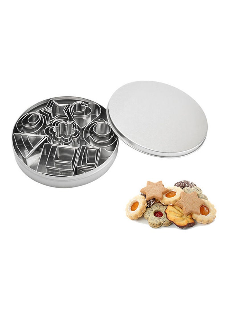 24-Piece  Stainless Steel Cookie Cutters Mold Set Silver 12.5x2.5x12.5cm