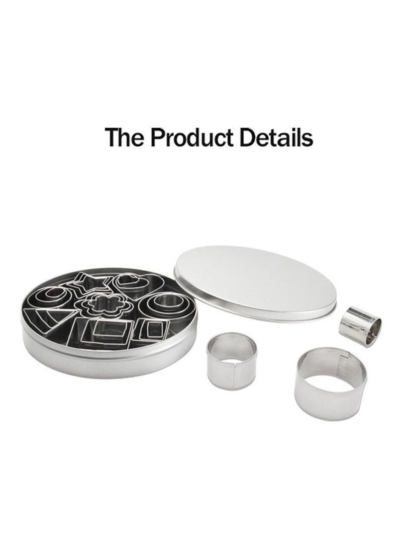 24-Piece  Stainless Steel Cookie Cutters Mold Set Silver 12.5x2.5x12.5cm