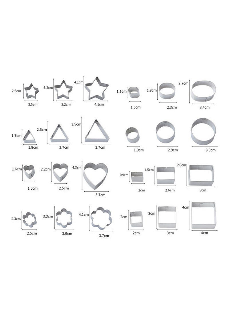 24-Piece  Stainless Steel Cookie Cutters Mold Set Silver 12.5x2.5x12.5cm