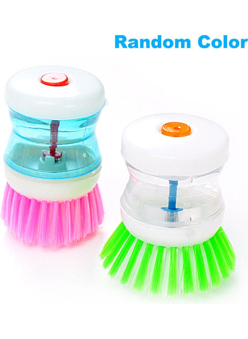 Generic Dish Scrubber Brush With Soap Dispenser Multicolour 9x5x6cm  - Image 1