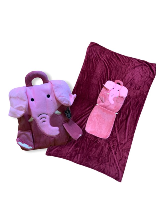 Elephant Designed Blanket cotton Pink 35x29cm - Image 1