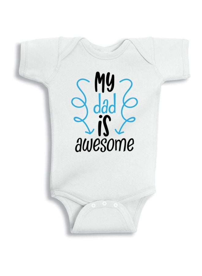 Twinkle Hands - My Dad Is Awesome Printed Onesies White/Black/Blue - Image 1