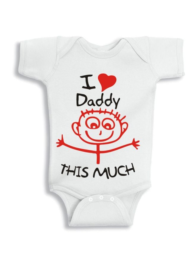 Twinkle Hands I Love Daddy This Much Printed Onesie White/Red/Black