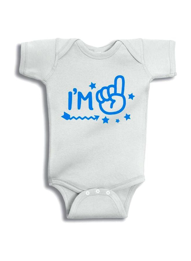Twinkle Hands I'm One Printed Onesie White/Blue - Image 1