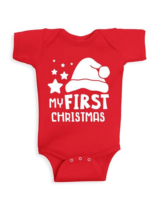 Twinkle Hands My First Christmas Printed Onesie Red/White  - Image 1