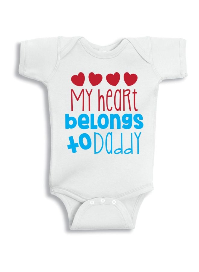 Twinkle Hands My Heart Belongs To Daddy Printed Onesie White/Red/Blue