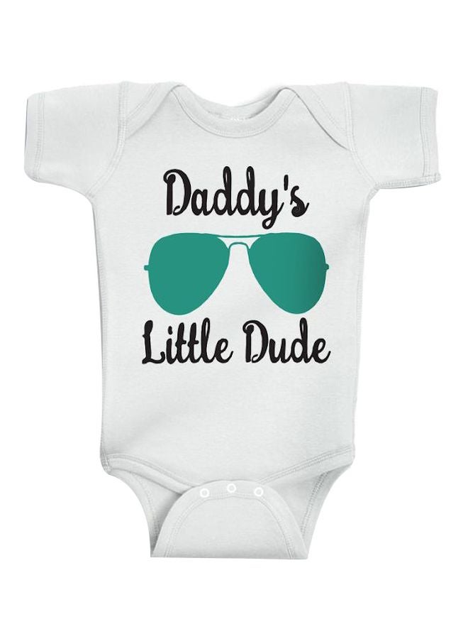 Twinkle Hands - Daddy's Little Dude Printed Onesie White/Black/Green - Image 1