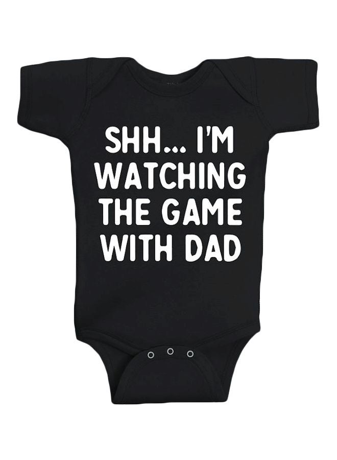 Twinkle Hands - Shh I'M Watching The Game With Dad Printed Onesie Black/White - Image 1