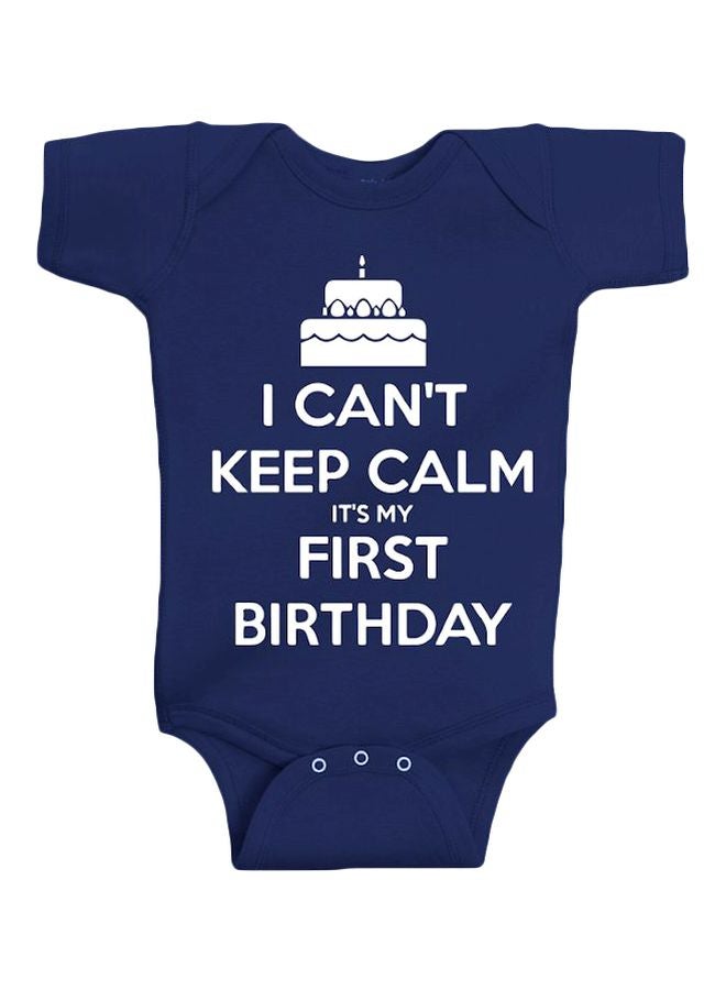 Twinkle Hands - I Can't Keep Calm It's My First Birthday Printed Onesie Navy/White - Image 1