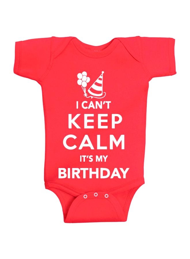 Twinkle Hands I Can't Keep Calm It's My Birthday Printed Onesie Red/White - Image 1