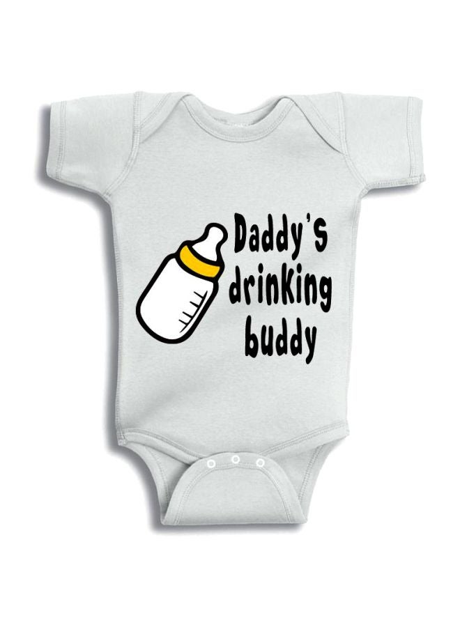 Twinkle Hands Daddy's Drinking Buddy Printed Onesie White/Black - Image 1