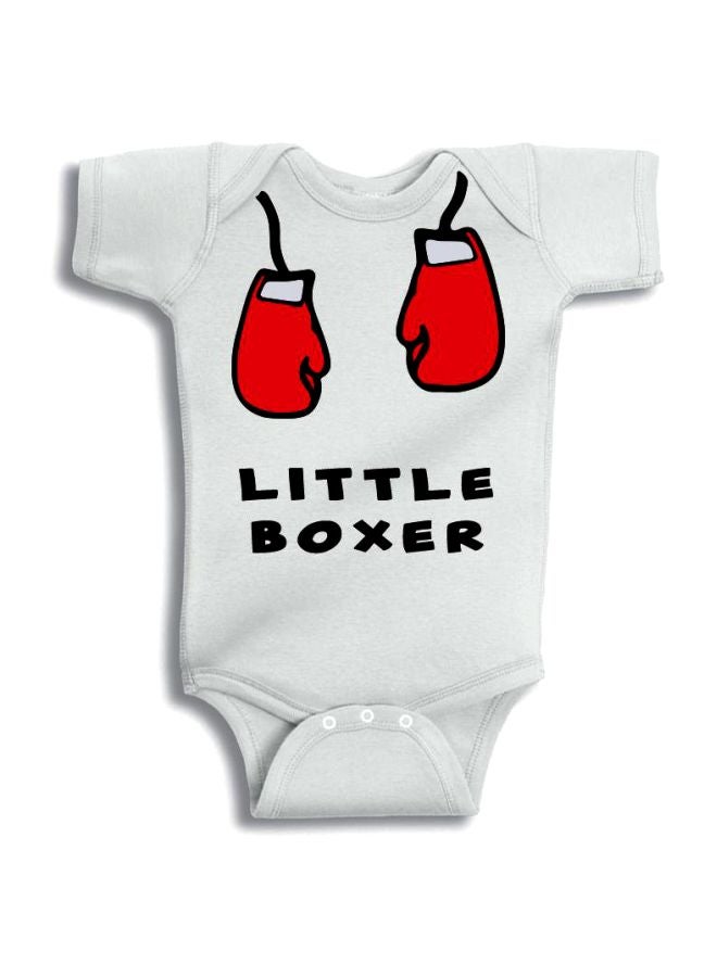 Twinkle Hands - Little Boxer Printed Onesie White/Red/Black - Image 1