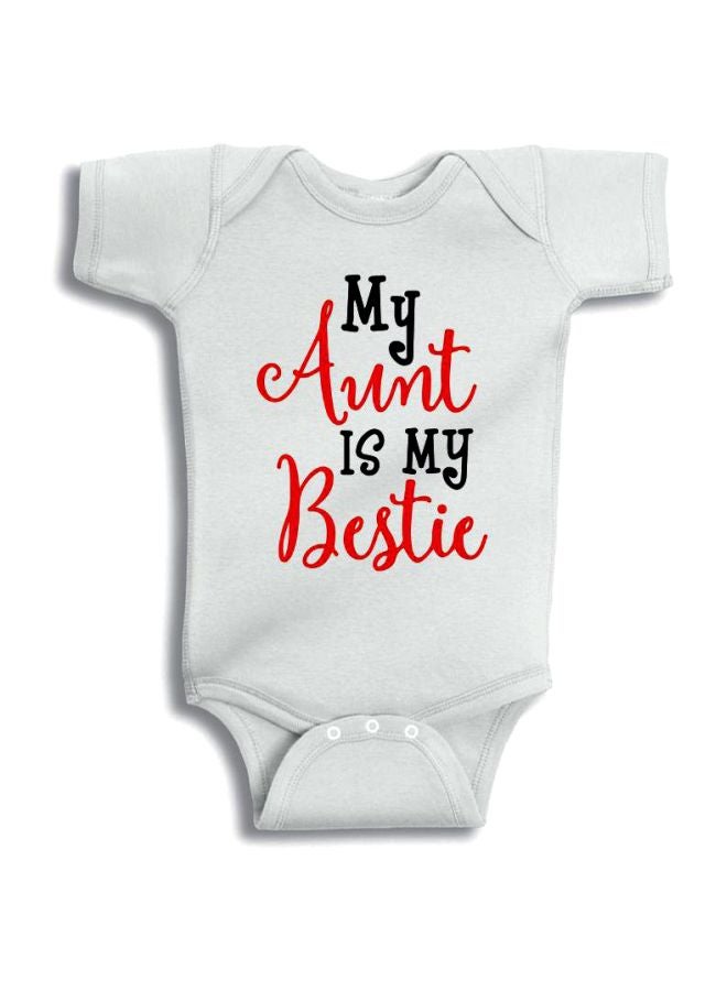 Twinkle Hands My Aunt Is My Bestie Printed Onesies White/Red/Black - Image 1
