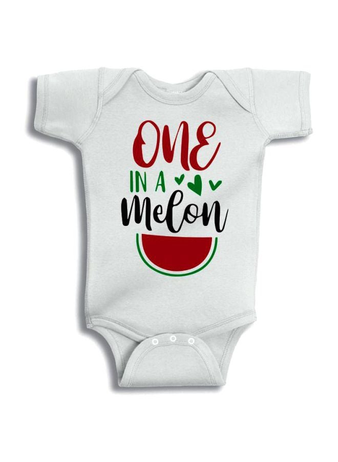 Twinkle Hands One In A Melon Printed Onesie White/Black/Red - Image 1