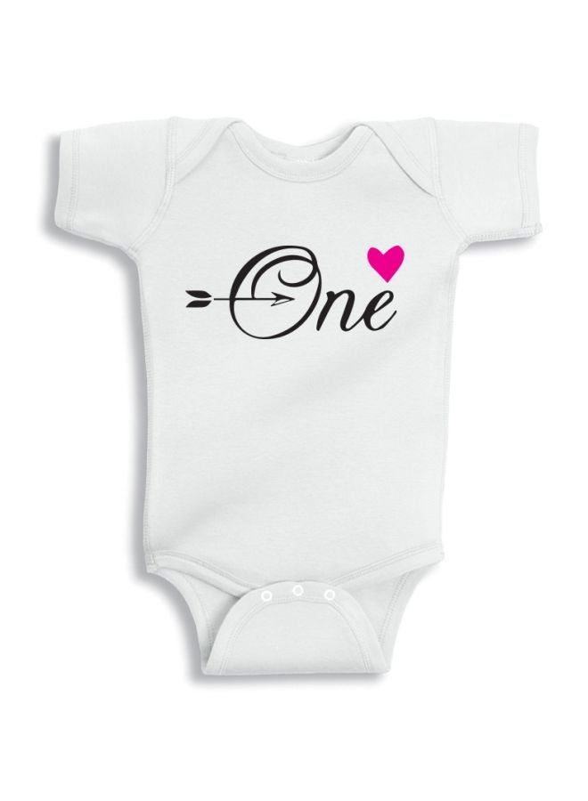 Twinkle Hands Birthday One Printed Onesie White/Black/Pink 