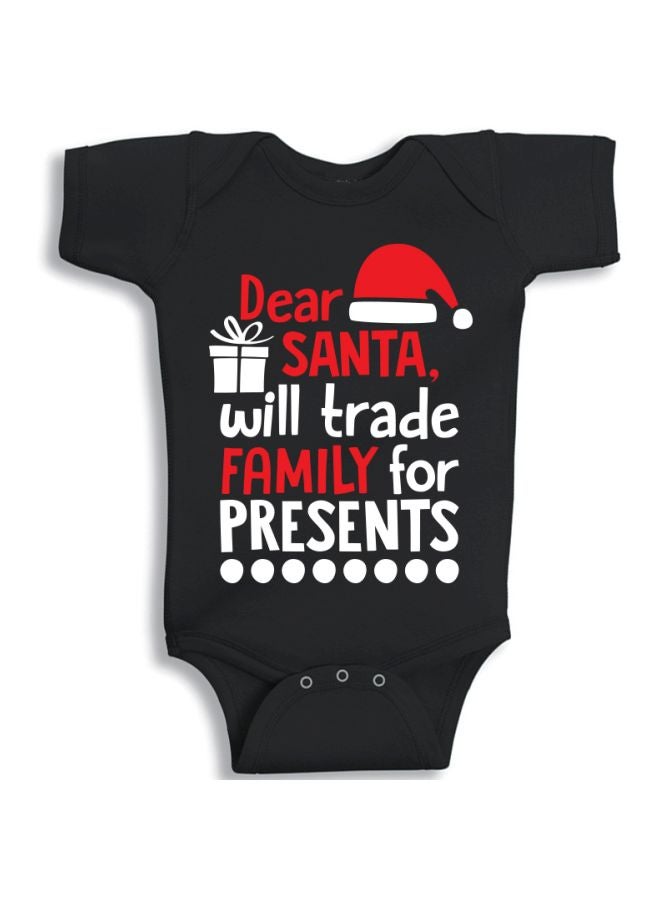 Twinkle Hands - Santa Will Trade Family For Presents Printed Onesies Black - Image 1