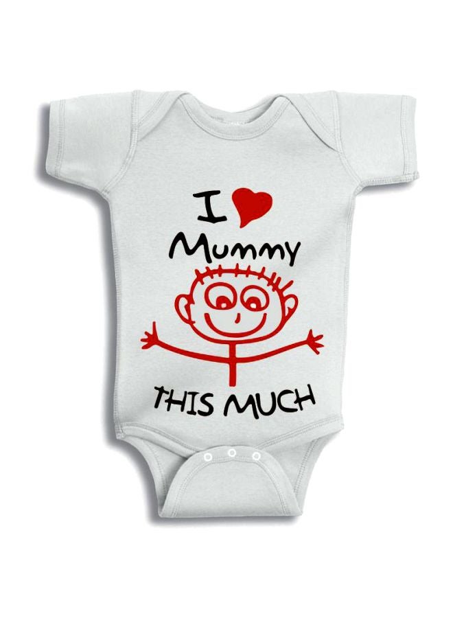 توينكل هاندس لباس من قطعة واحدة بطبعة عبارة "I Love Mummy This Much" أبيض/أحمر/أسود  - Image 1