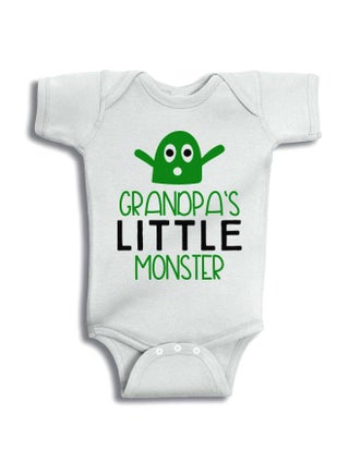 Grandpa's Little Monster Printed Onesie White/Green/Black - v1607517088/N42775879V_1
