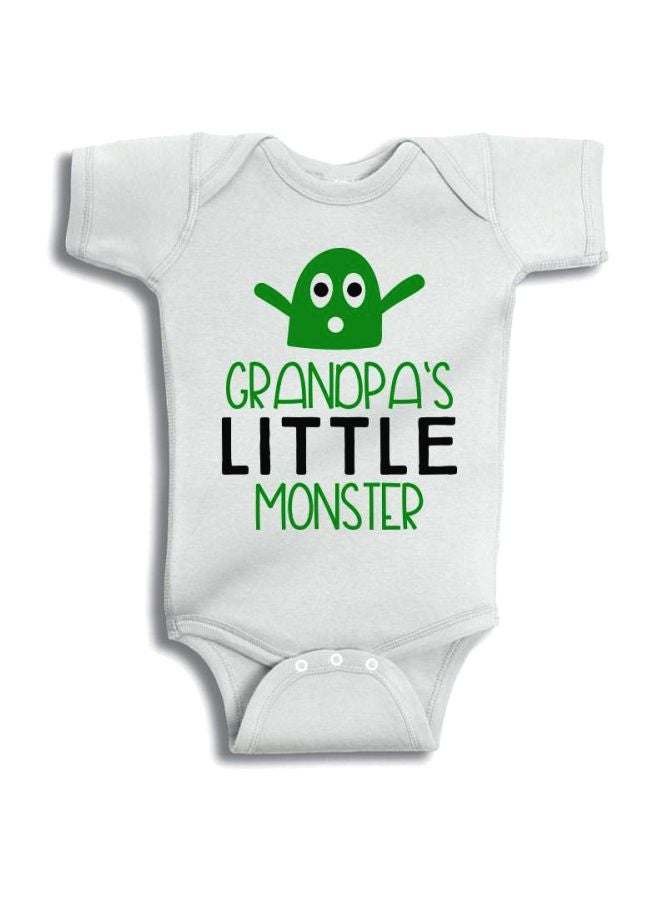 Twinkle Hands - Grandpa's Little Monster Printed Onesie White/Green/Black - Image 1