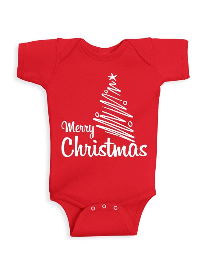Twinkle Hands Merry Christmas Printed Onesie Red