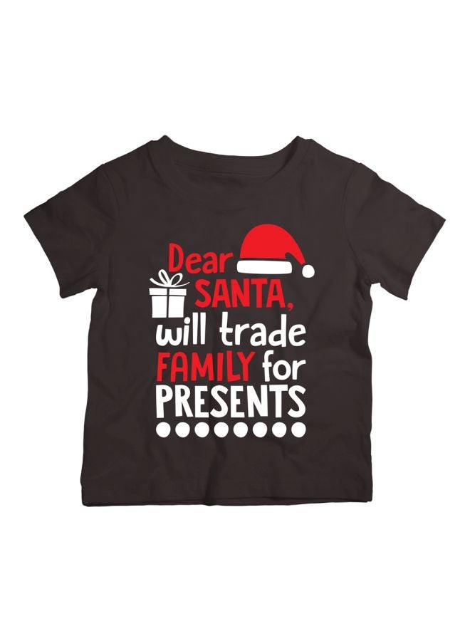 Twinkle Hands Dear Santa Will Trade Family For Presents Printed T-Shirt Black