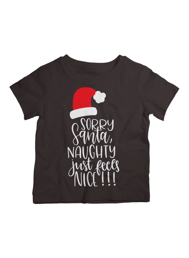 Twinkle Hands - Dear Santa Naughty Just Feel Nice Printed T-Shirt Black - Image 1