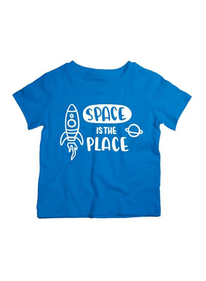Twinkle Hands Space In The Place Printed T-Shirt Blue - Image 1
