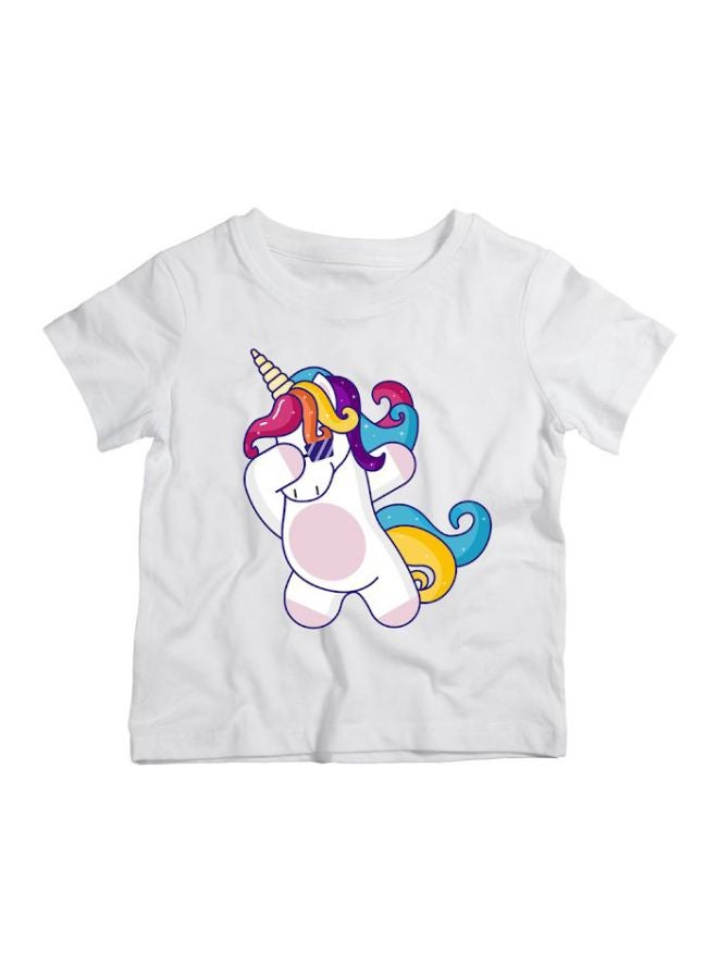 Twinkle Hands Dab Unicorn Printed T-Shirt White/Blue/Pink  - Image 1