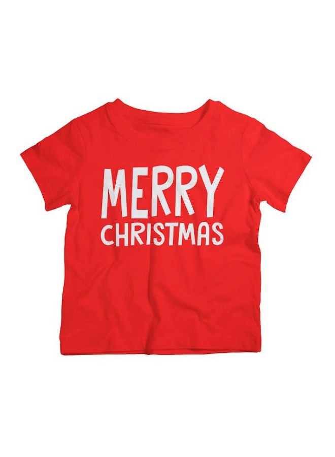 Twinkle Hands Merry Christmas Printed T-Shirt Red/White - Image 1