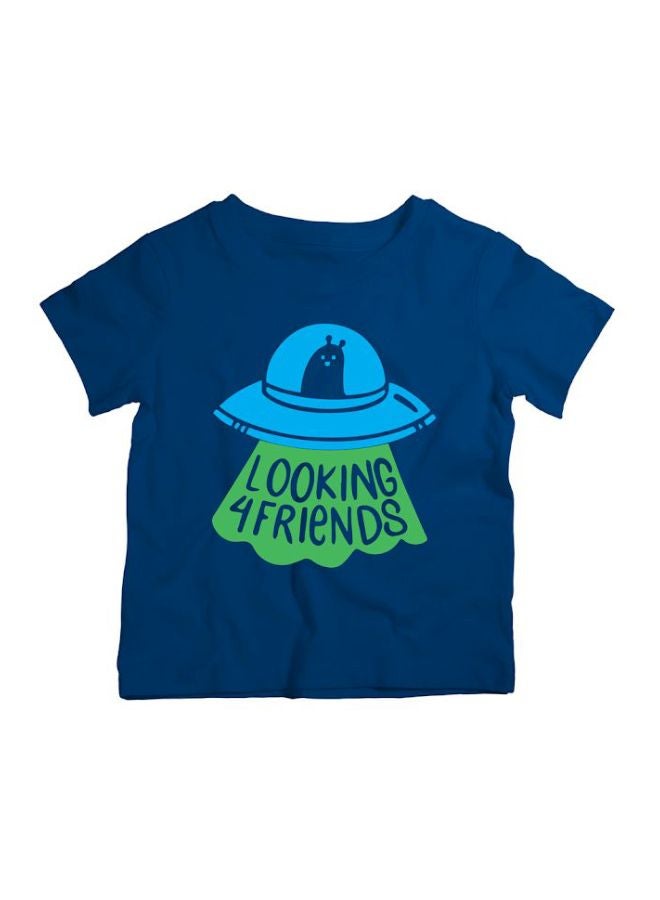 Twinkle Hands - UFO Looking 4 Friends Printed T-Shirt Navy/Green - Image 1