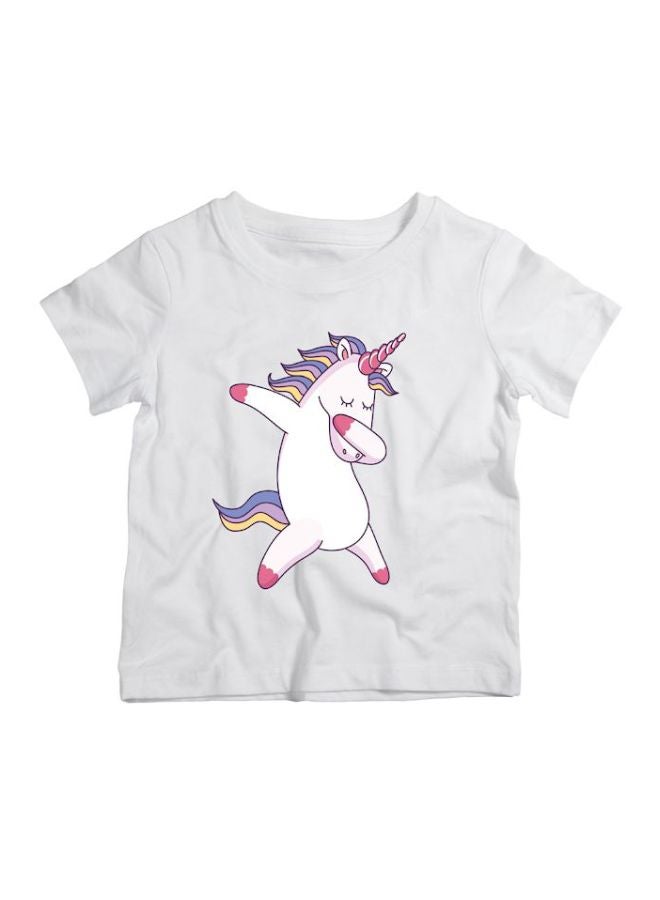 Twinkle Hands Dancing Unicorn Printed T-Shirt White/Purple/Pink - Image 1
