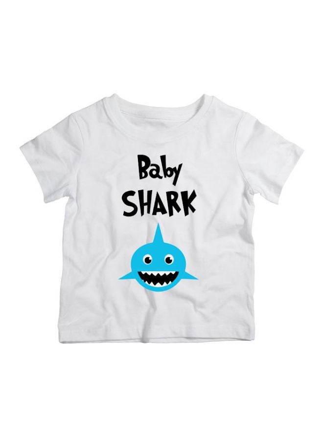 Twinkle Hands - Baby Shark Printed T-Shirt White/Blue/Black - Image 1