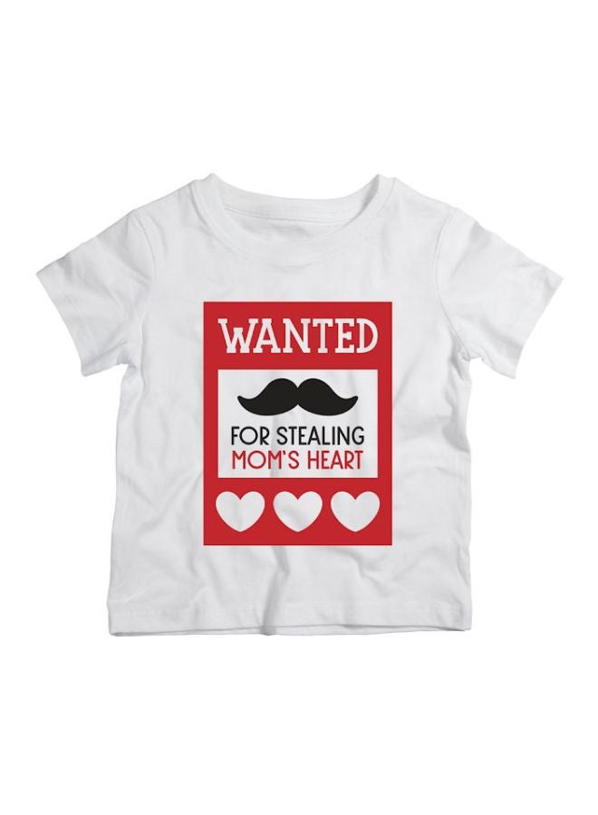 Twinkle Hands Casual Stealing Mom Heart Printed T-Shirt White/Red  - Image 1