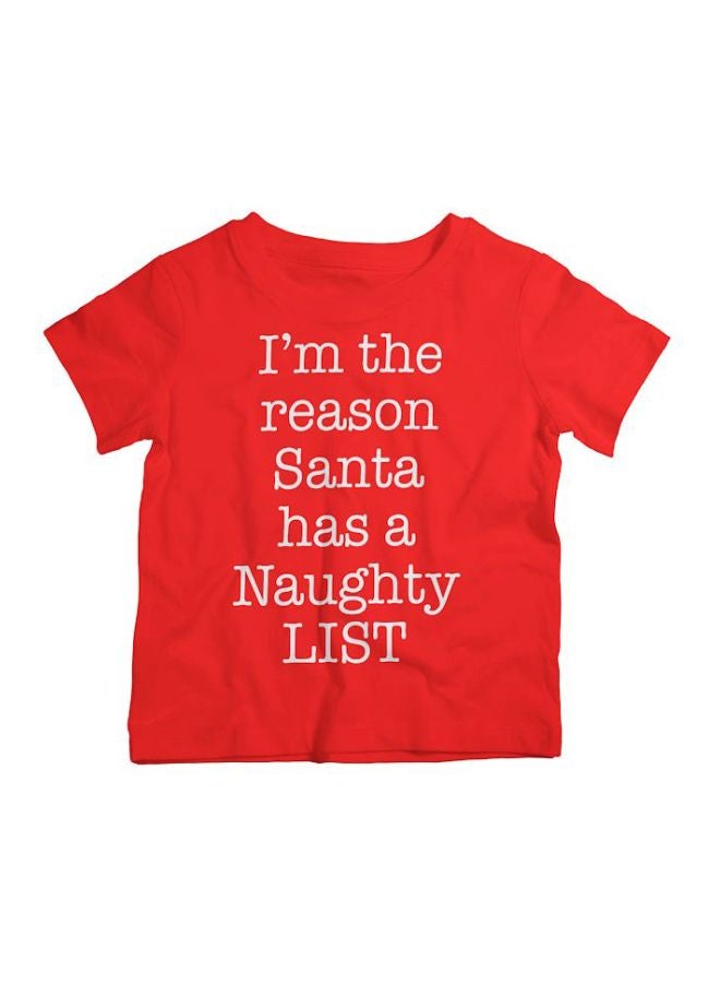 Twinkle Hands I'm The Reason Santa Has A Naughty List Printed T-Shirt Red/White - Image 1