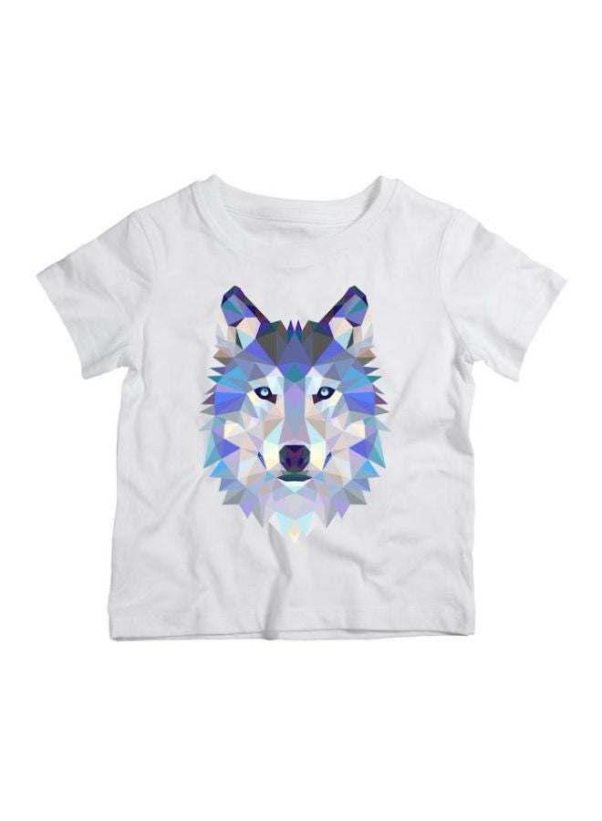 Twinkle Hands Wolf Printed T-Shirt White/Blue/Violet - Image 1