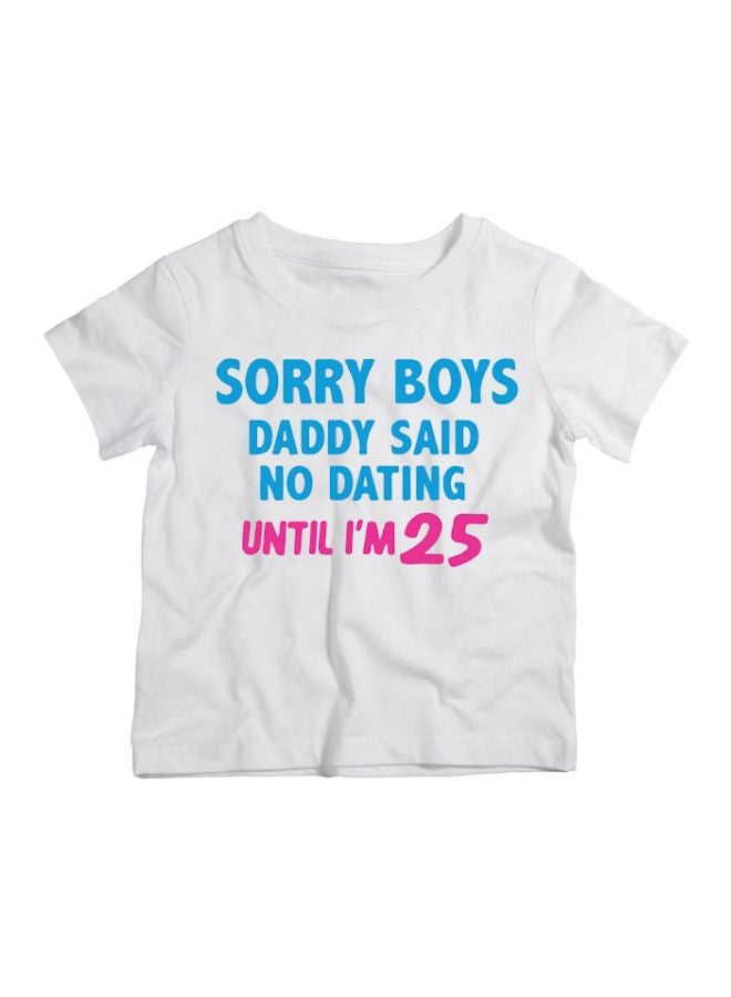Twinkle Hands - Sorry Boys Quote Printed T-Shirt White/Blue/Pink - Image 1