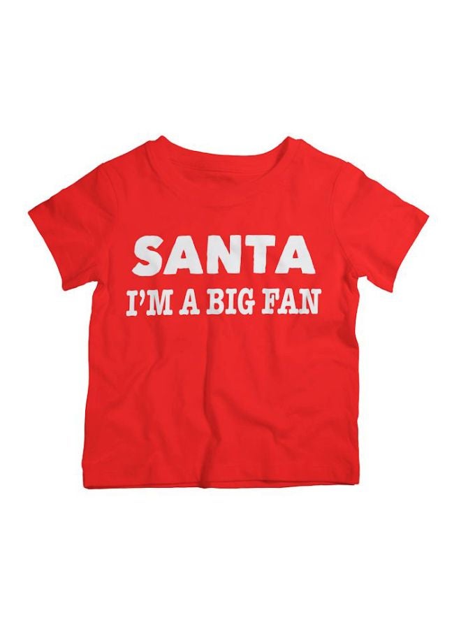 Twinkle Hands Santa I'm A Big Fan Printed T-Shirt Red/White - Image 1