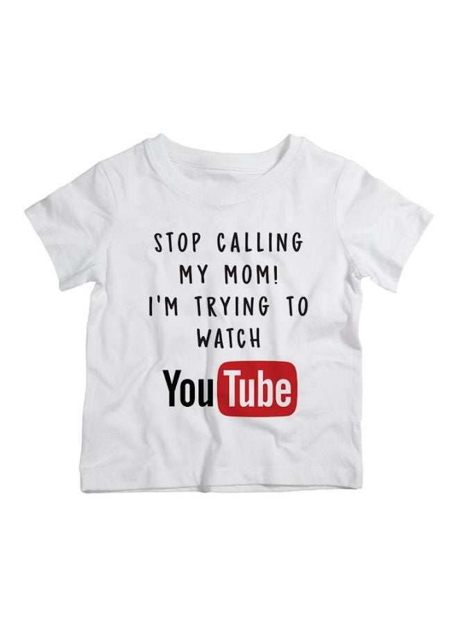 Twinkle Hands - Stop Calling My Mom Printed T-Shirt White/Red/Black - Image 1