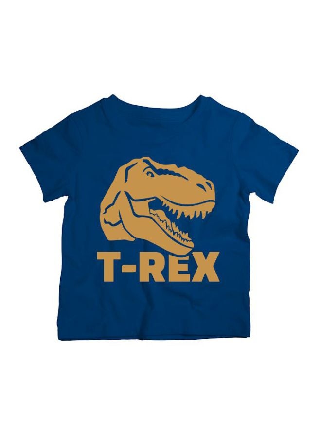 Twinkle Hands T-Rex Dinosaur Printed T-Shirt Navy Blue/Brown  - Image 1