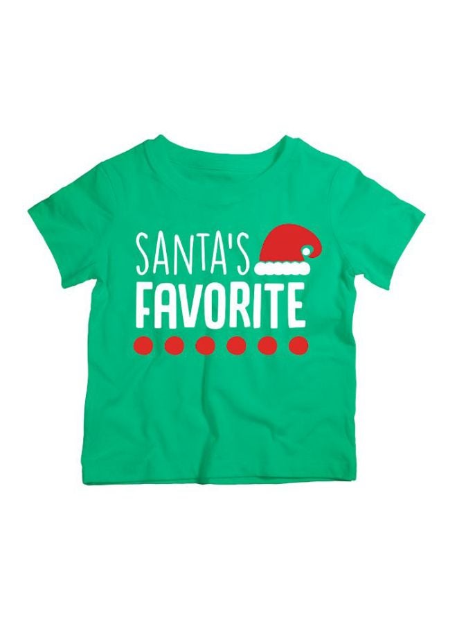 Twinkle Hands - Santa's Favourite Printed T-Shirt Green/White/Red - Image 1