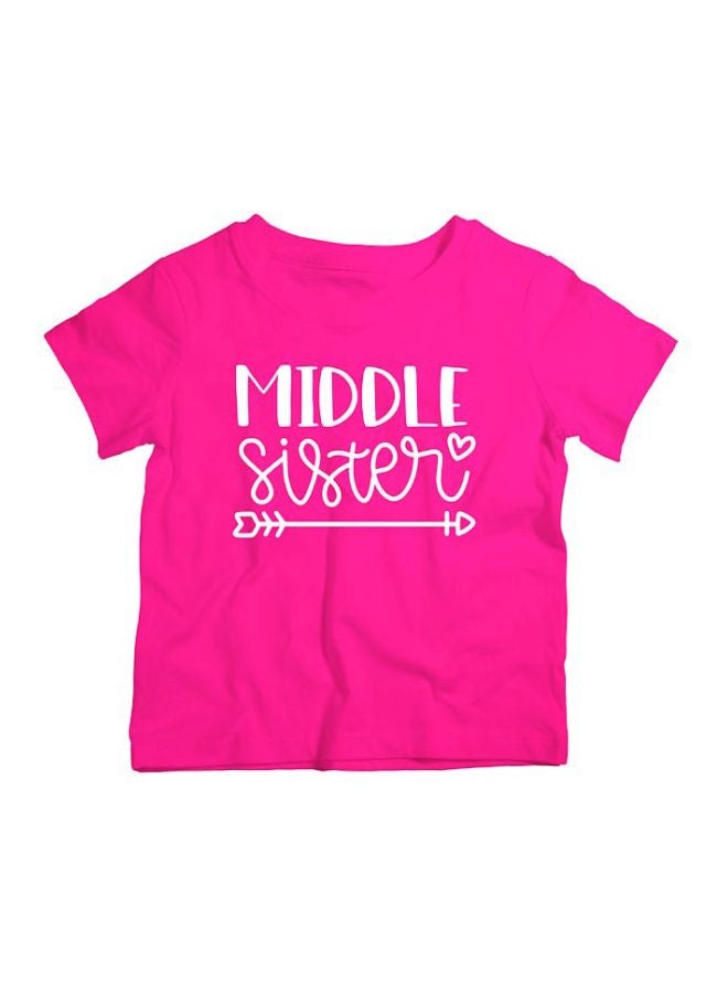 Twinkle Hands Middle Sister Printed T-Shirt Pink/White - Image 1