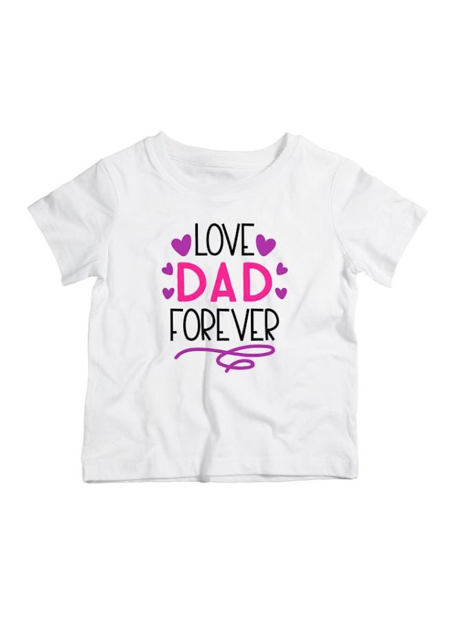 Twinkle Hands Love Dad Forever Printed T-Shirt White/Pink/Black - Image 1