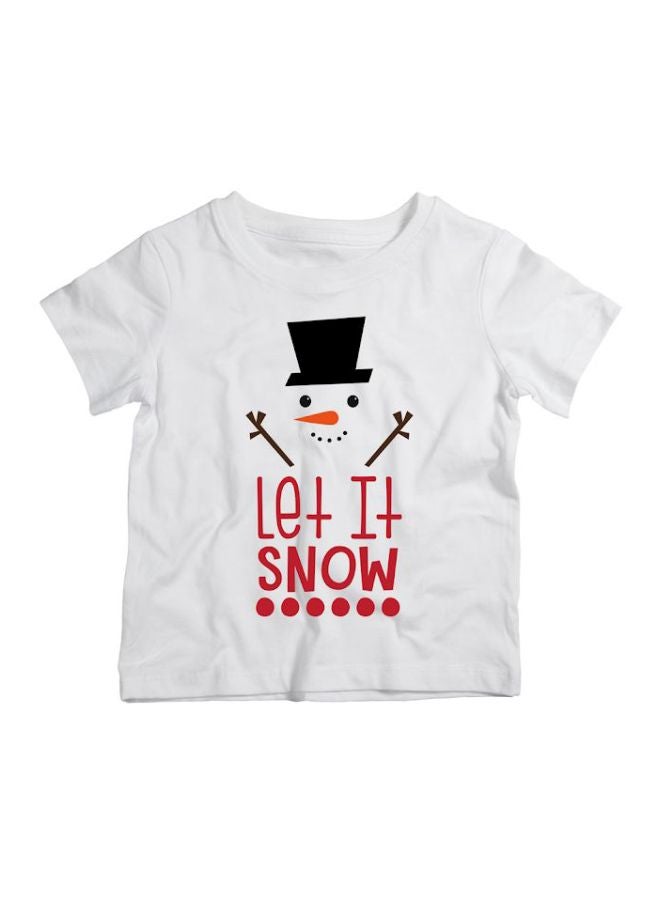 Twinkle Hands - Let It Snow Printed T-Shirt White/Red/Black - Image 1