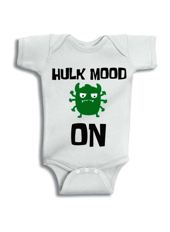 Twinkle Hands - Hulk Mood On Printed Onesie White/Green/Black - Image 1