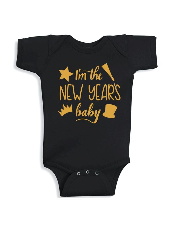 Twinkle Hands - Im The New Year Baby Printed Onesie black - Image 1
