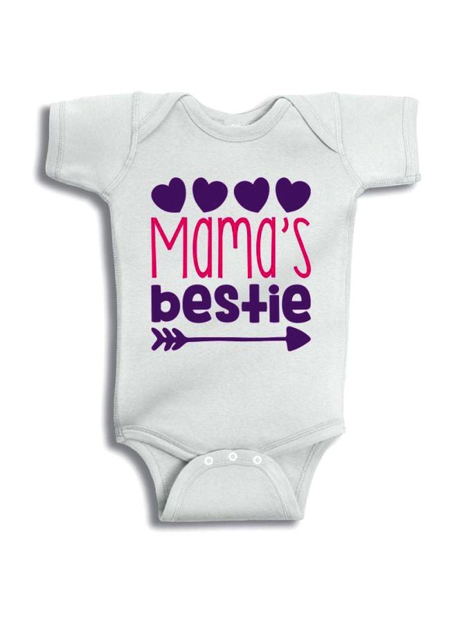 Twinkle Hands - Mama's Bestie Printed Onesie White/Pink/Purple - Image 1