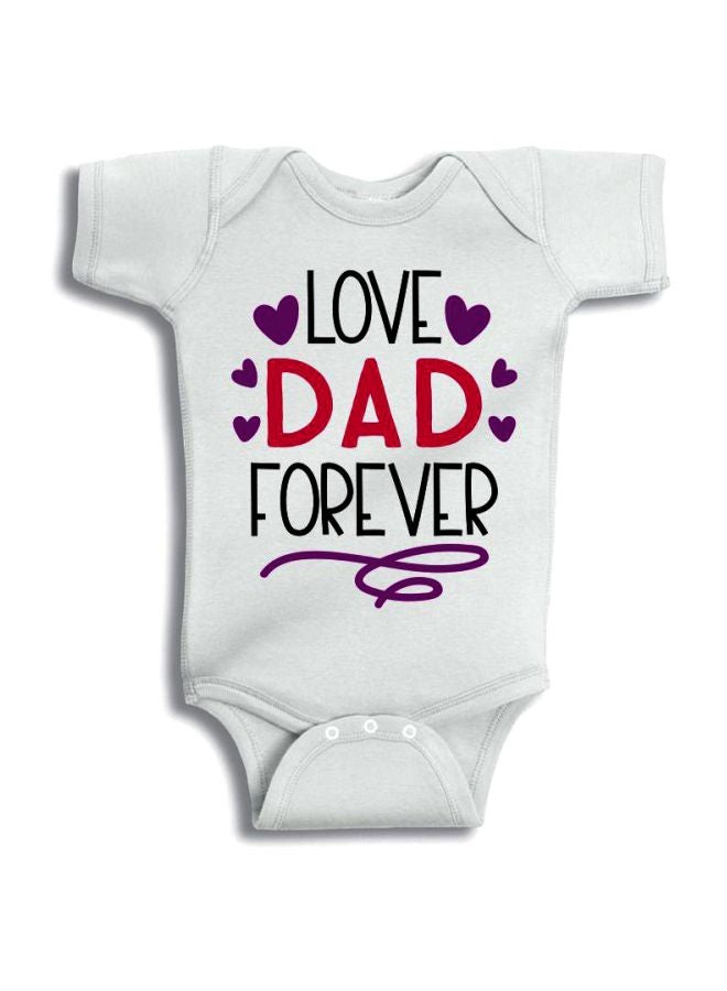 Twinkle Hands - Love Dad Forever Printed Onesie White/Red/Purple - Image 1