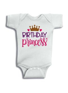 توينكل هاندس لباس من قطعة واحدة بطبعة عبارة "Birthday Princess" أبيض / وردي / أرجواني  - Image 1